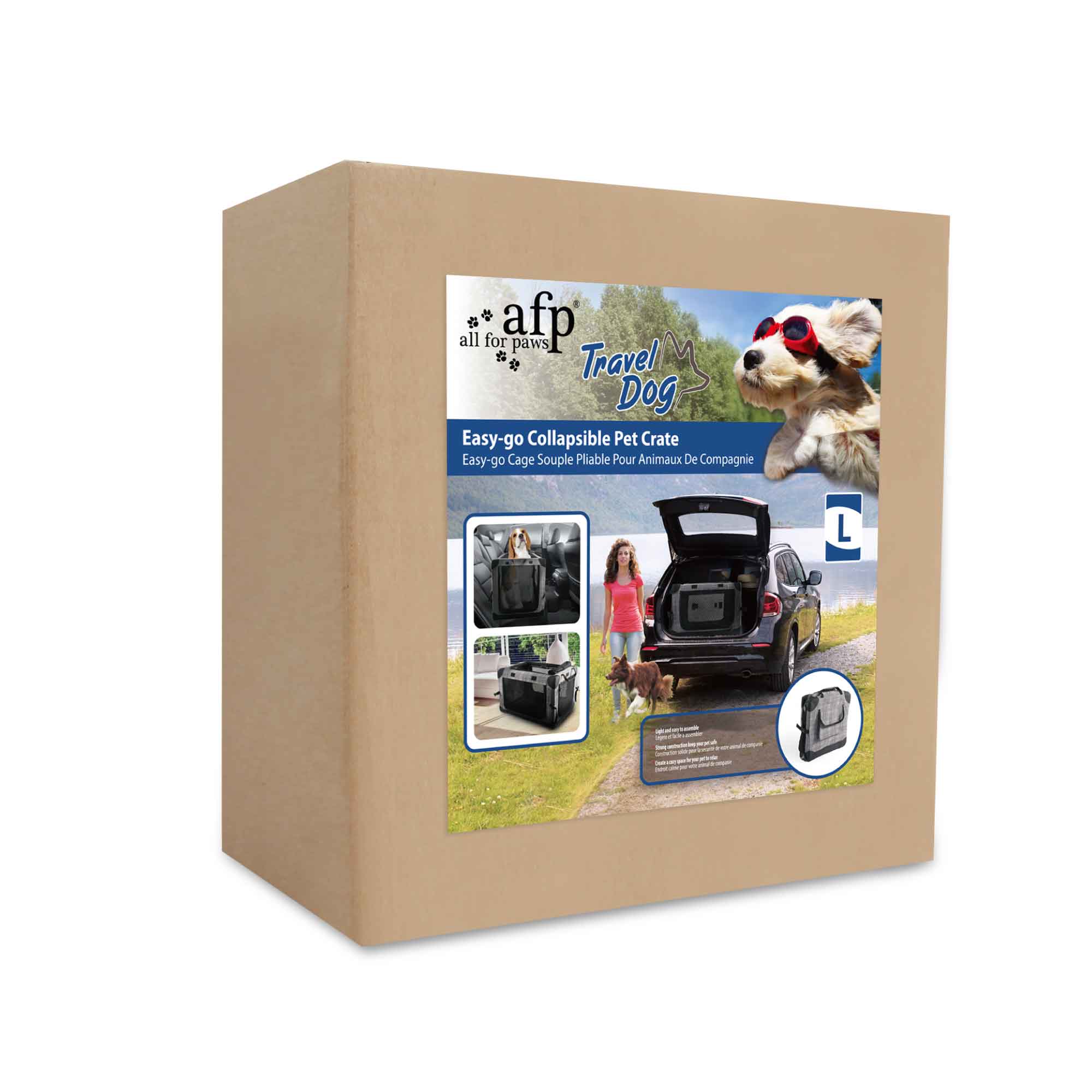 Collapsible Pet Travel Crate - Large Dog Cat Soft Foldable Portable Car Carrier-0