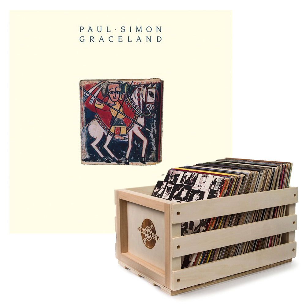 Crosley Record Storage Crate Paul Smon Graceland Vinyl Album Bundle-0