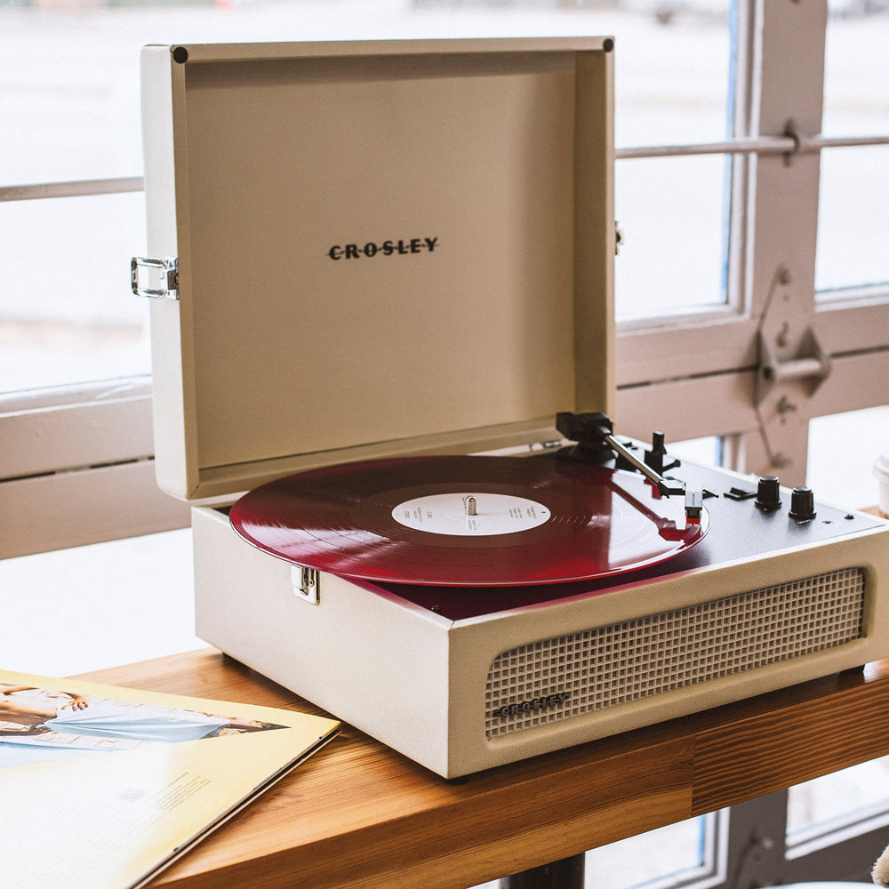 Crosley Voyager Bluetooth Portable Turntable - Dune + Bundled Crosley Record Storage Display Stand-4