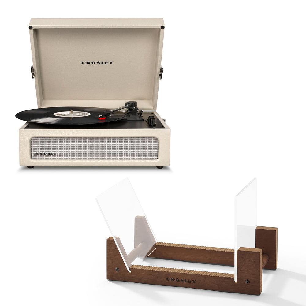 Crosley Voyager Bluetooth Portable Turntable - Dune + Bundled Crosley Record Storage Display Stand-0