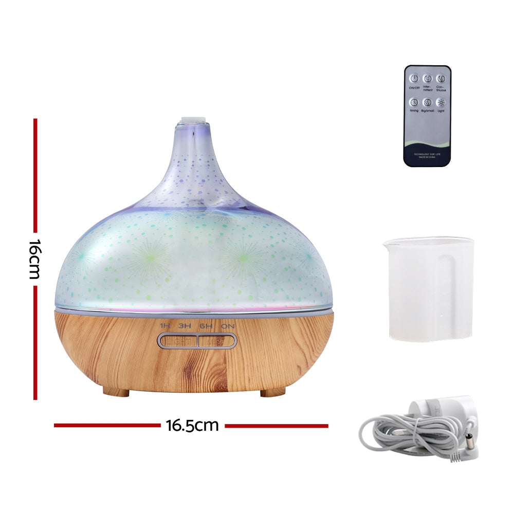 DEVANTI Aroma Aromatherapy Diffuser 3D LED Night Light Firework Air Humidifier Purifier 400ml Remote Control-1