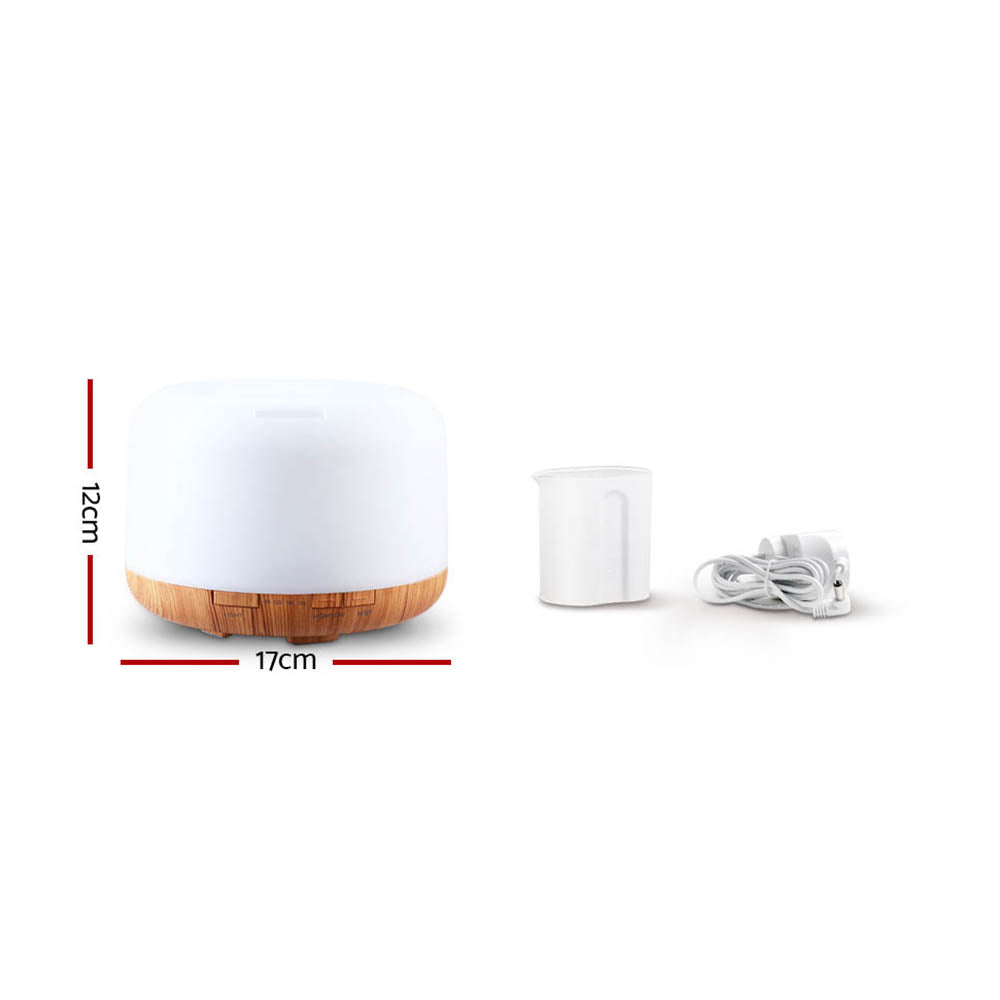 DEVANTI Aroma Diffuser Aromatherapy LED Night Light Air Humidifier Purifier Light Wood Grain 500ml-1