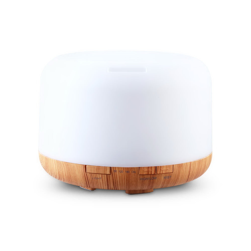 DEVANTI Aroma Diffuser Aromatherapy LED Night Light Air Humidifier Purifier Light Wood Grain 500ml-2