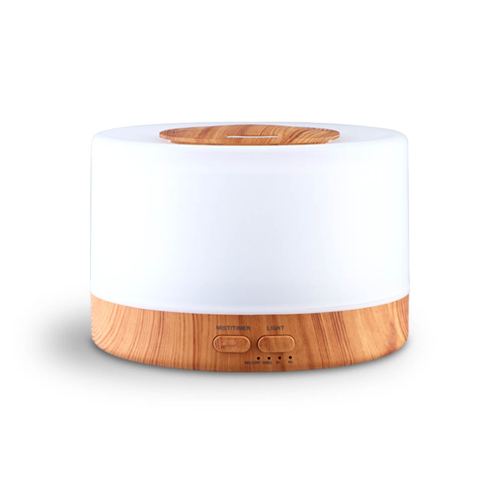 DEVANTI Aroma Diffuser Aromatherapy LED Night Light Air Humidifier Purifier Round Light Wood Grain 500ml Remote Control-2