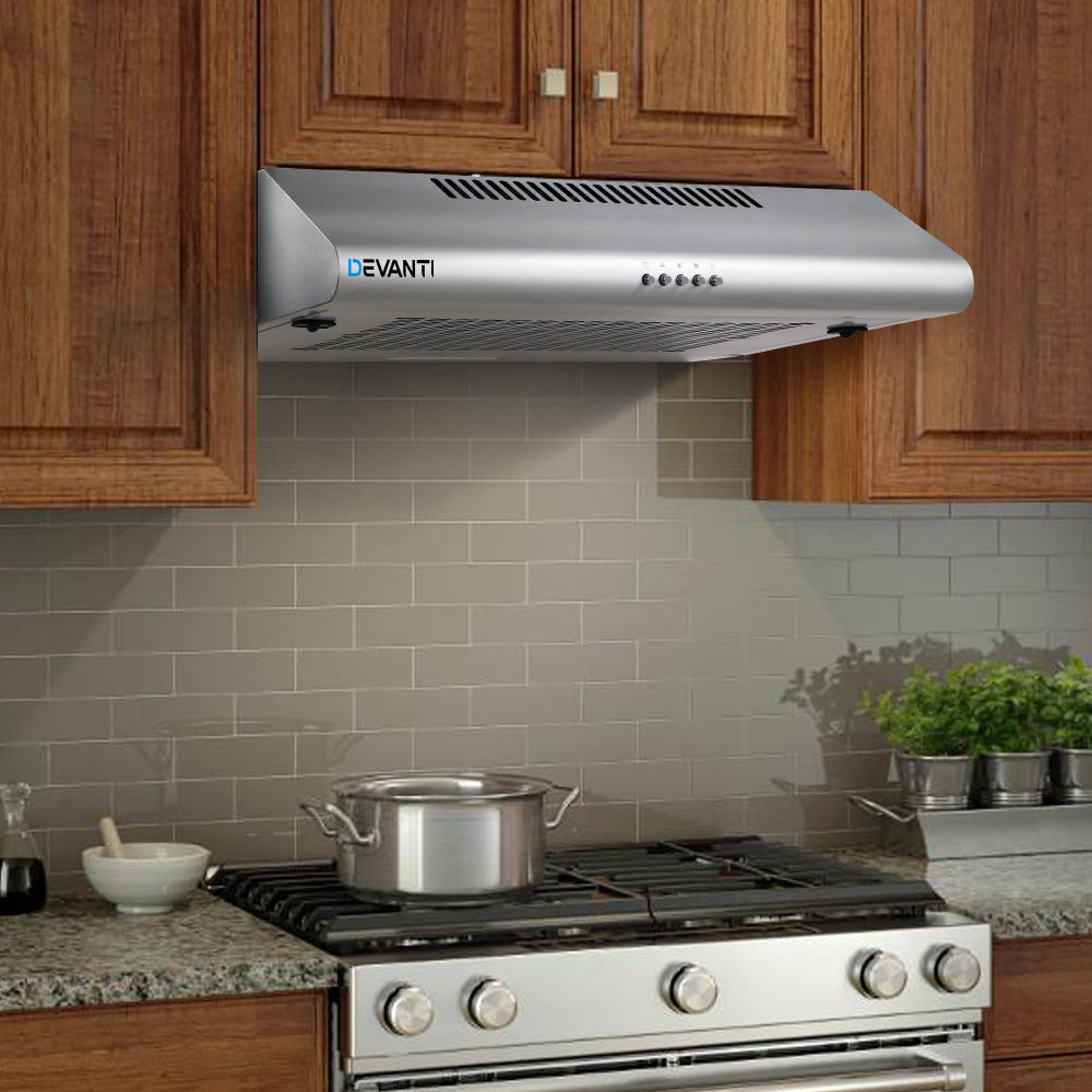 DEVANTI Fixed Range Hood Rangehood Stainless Steel Kitchen Canopy 60cm 600mm-6