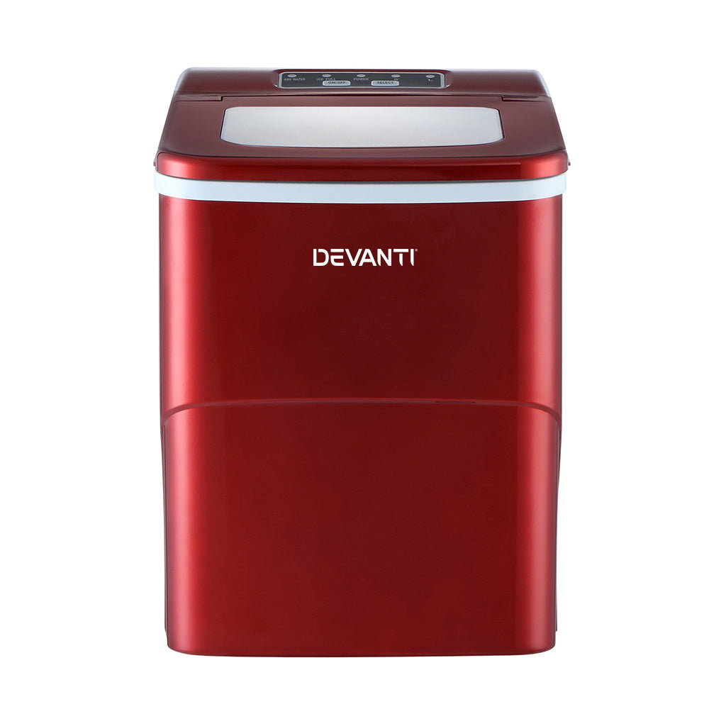 DEVANTi Portable Ice Cube Maker Machine 2L Home Bar Benchtop Easy Quick Red-2