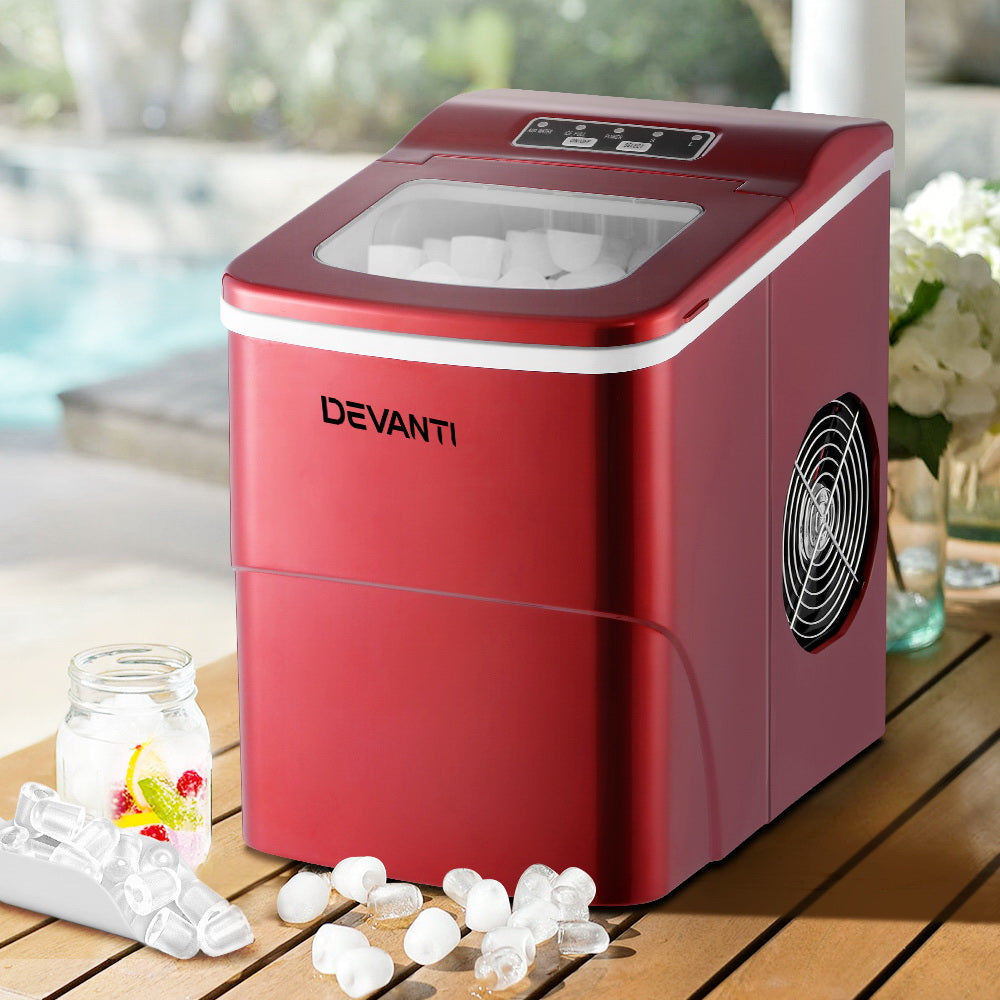 DEVANTi Portable Ice Cube Maker Machine 2L Home Bar Benchtop Easy Quick Red-7