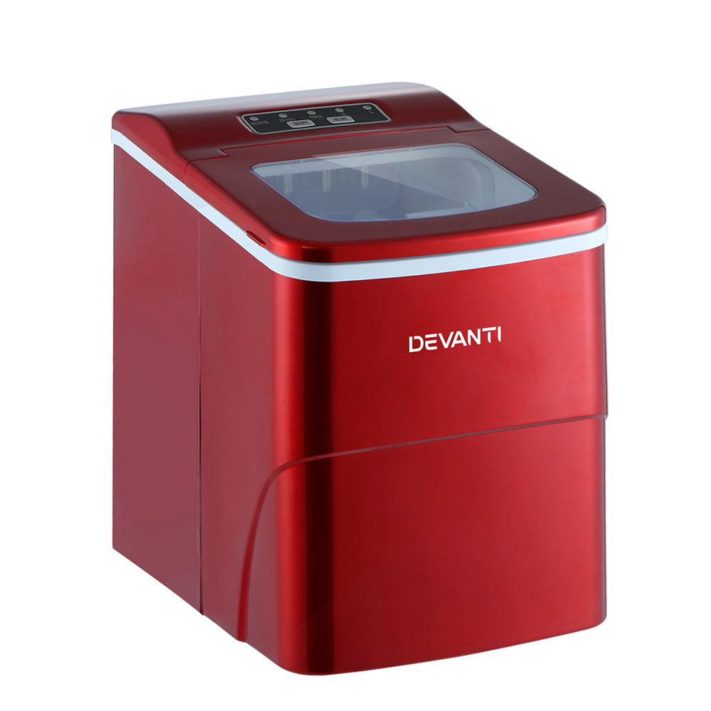 DEVANTi Portable Ice Cube Maker Machine 2L Home Bar Benchtop Easy Quick Red-0