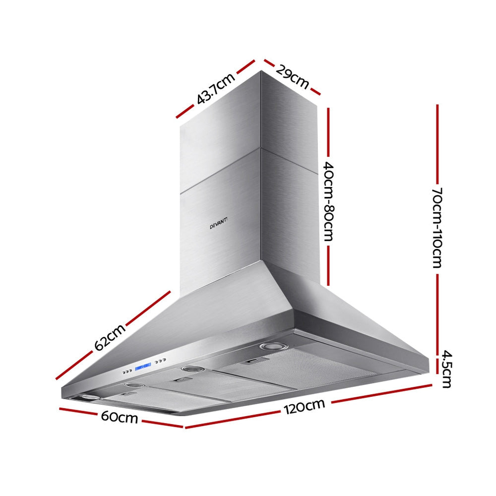 Devanti 1200mm Commercial BBQ Rangehood - Silver-1