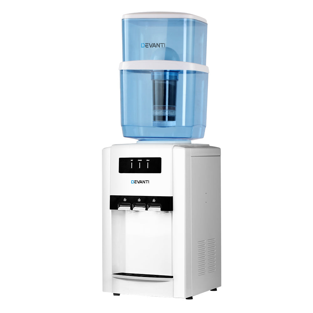 Devanti 22L Bench Top Water Cooler Dispenser Filter Purifier Hot Cold Room Temperature Three Taps-2