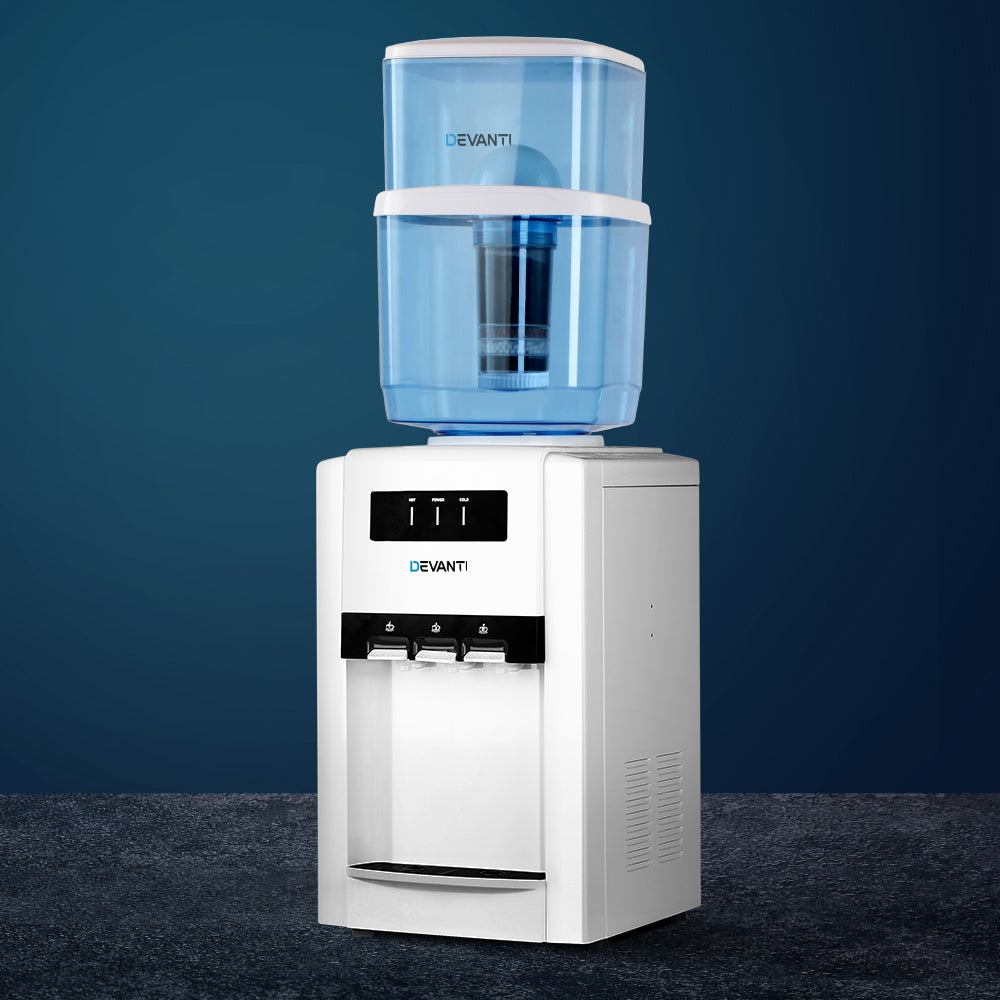 Devanti 22L Bench Top Water Cooler Dispenser Filter Purifier Hot Cold Room Temperature Three Taps-6