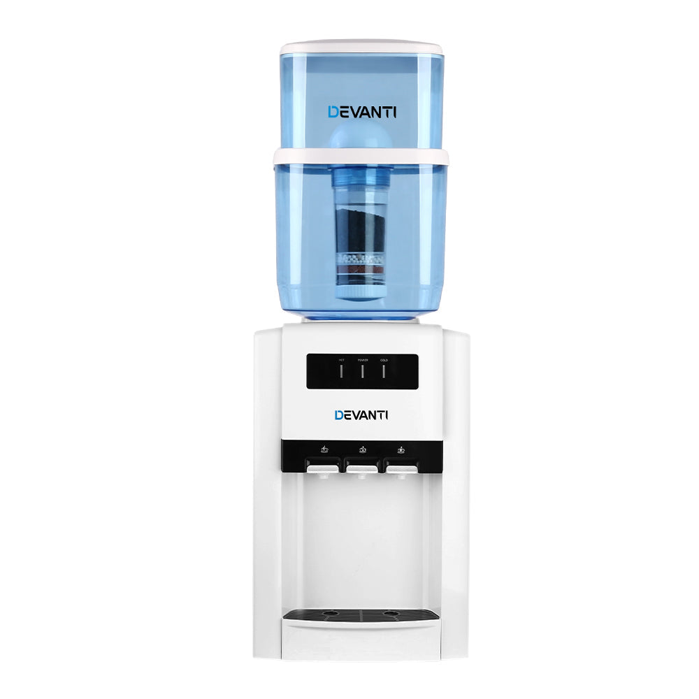 Devanti 22L Bench Top Water Cooler Dispenser Filter Purifier Hot Cold Room Temperature Three Taps-0