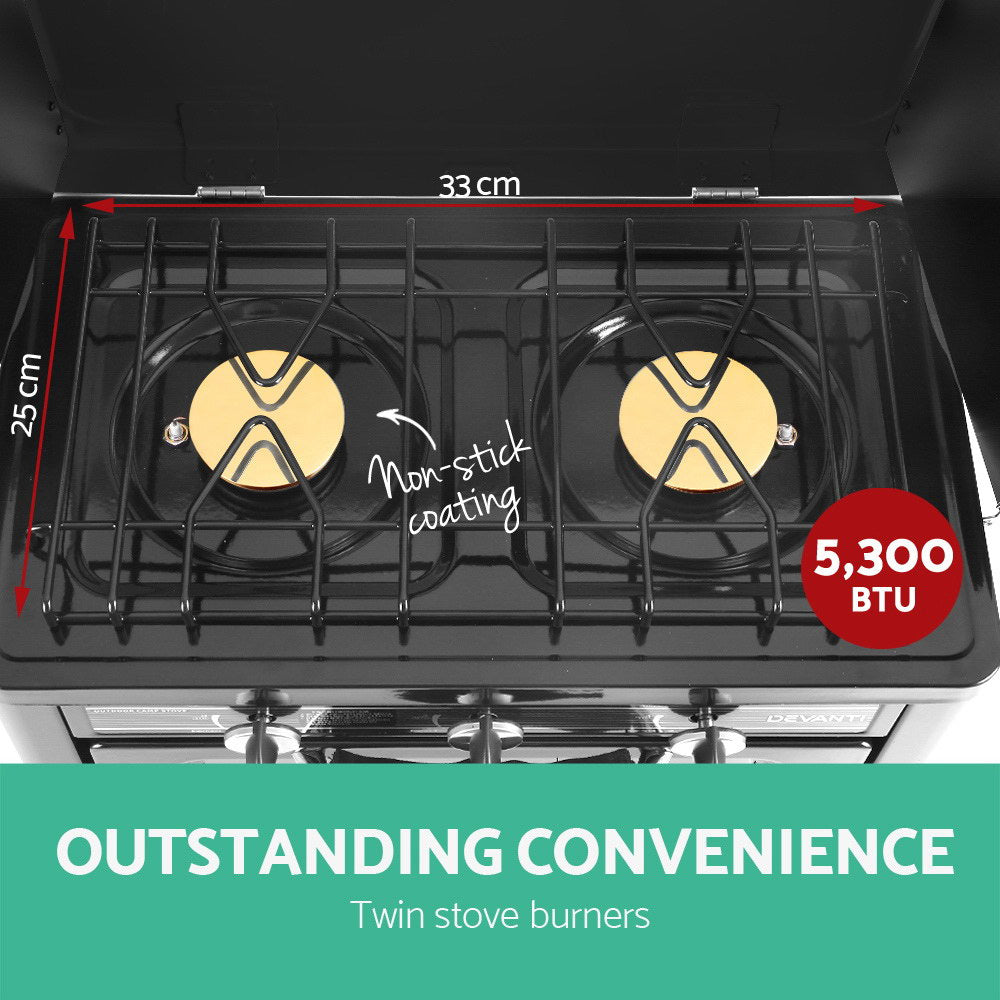 Devanti 3 Burner Portable Oven - Silver & Black-2