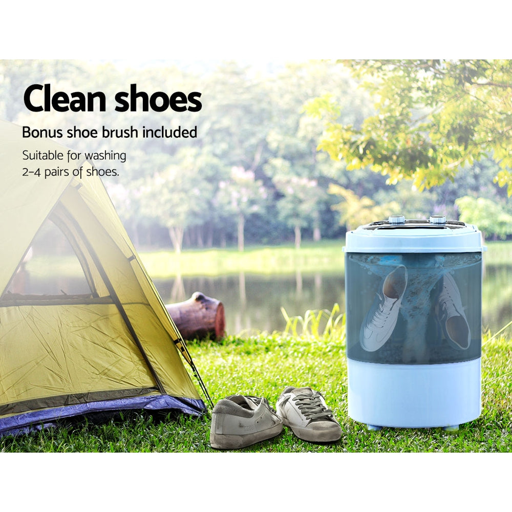 Devanti 3KG Mini Portable Washing Machine Shoes Wash Top Load Spin Camp Caravan-3