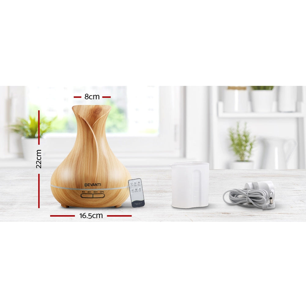 Devanti 400ml 4 in 1 Aroma Diffuser remote control - Light Wood-1