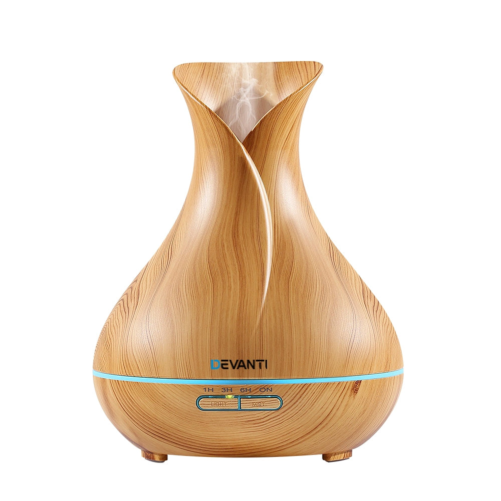 Devanti 400ml 4 in 1 Aroma Diffuser remote control - Light Wood-0