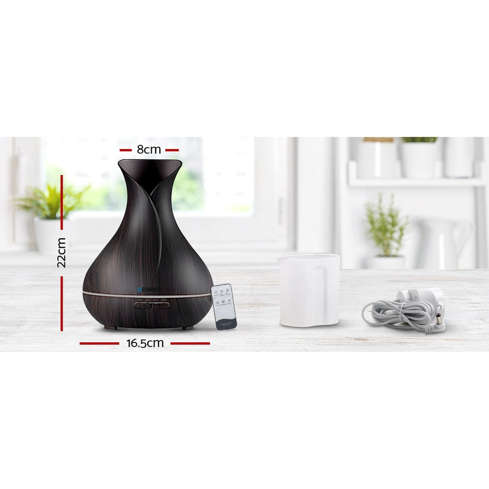 Devanti 400ml 4 in 1 Aroma Diffuser with remote control- Dark Wood-3