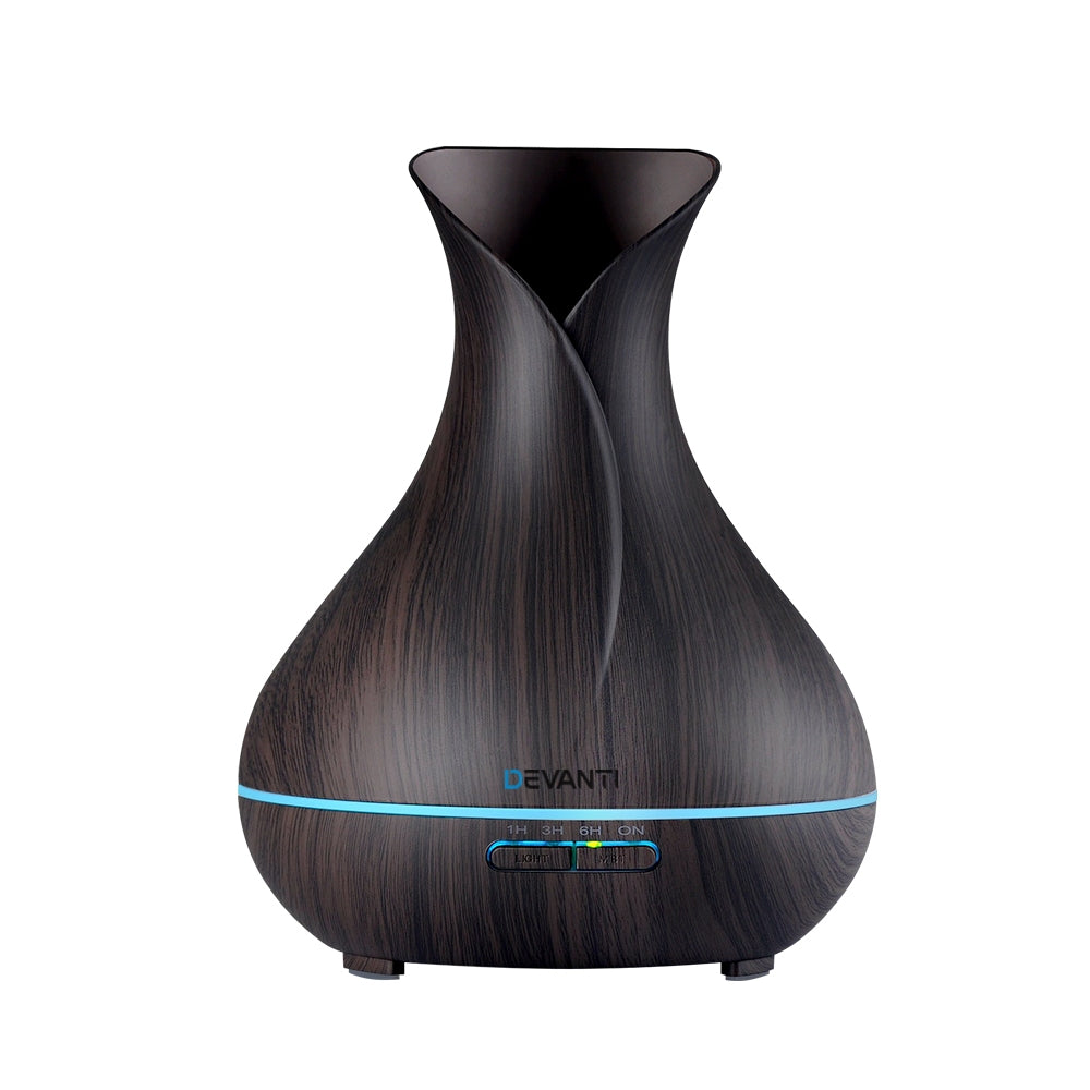 Devanti 400ml 4 in 1 Aroma Diffuser with remote control- Dark Wood-0