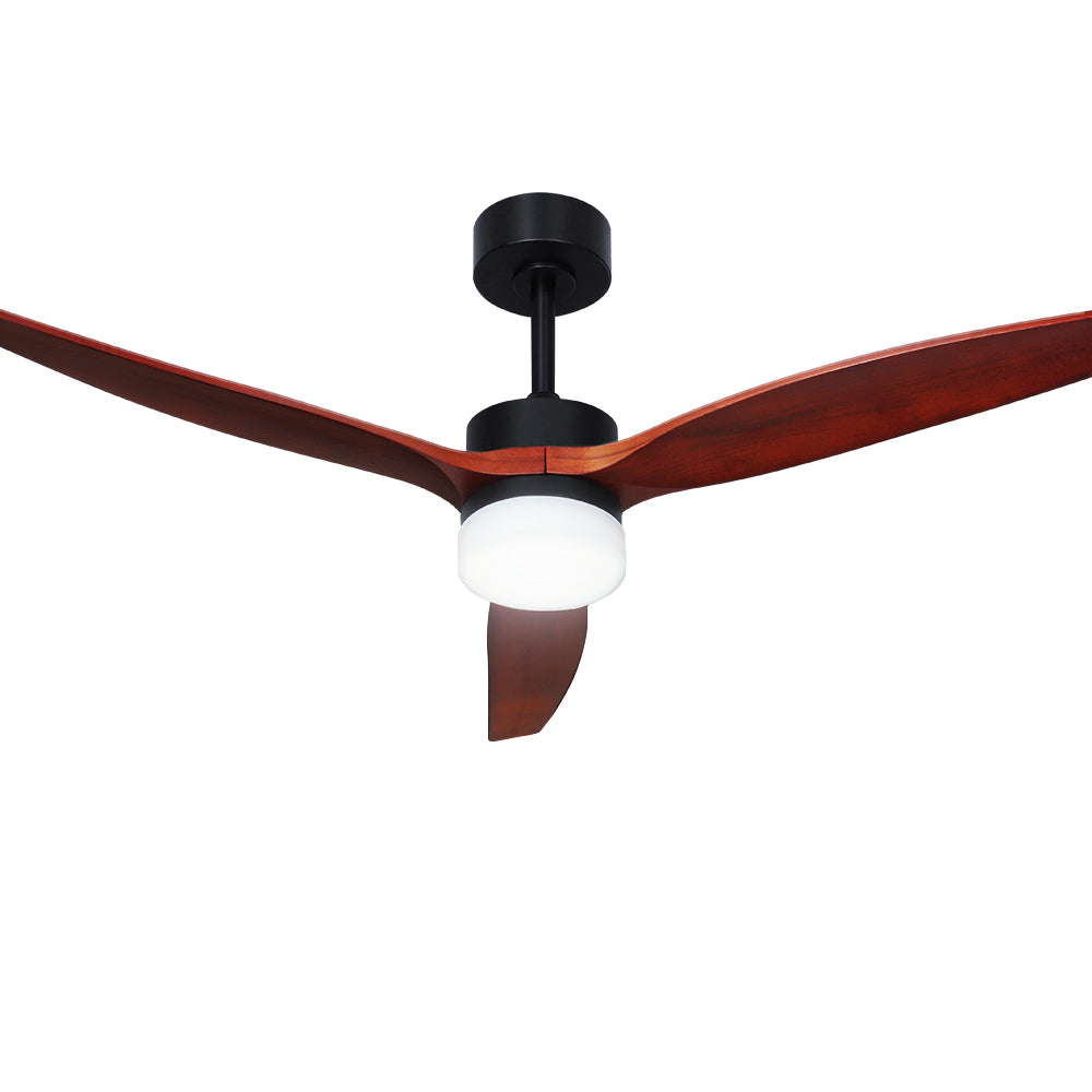 Devanti 52'' Ceiling Fan LED Light Remote Control Wooden Blades Dark Wood Fans-0