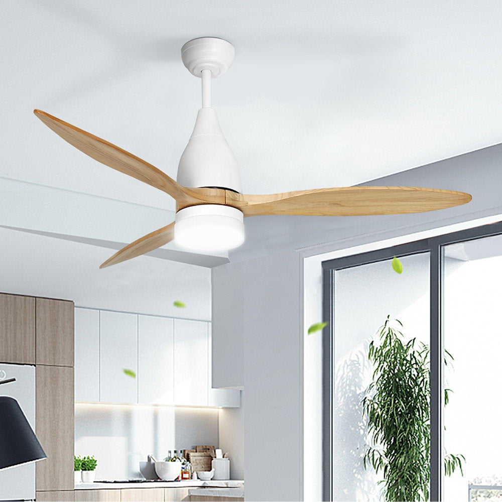 Devanti 52'' Ceiling Fan LED Light Remote Control Wooden Blades Timer 1300mm-4