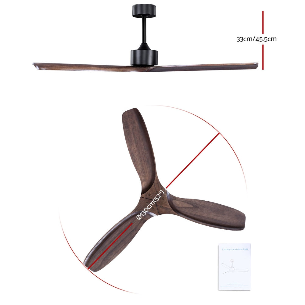 Devanti 52'' Ceiling Fan With Remote Control Fans 3 Wooden Blades Timer 1300mm-1