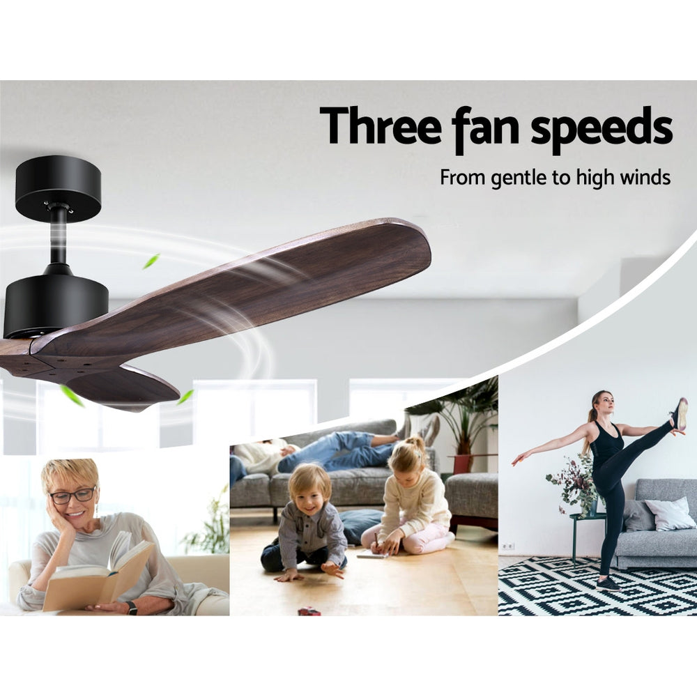 Devanti 52'' Ceiling Fan With Remote Control Fans 3 Wooden Blades Timer 1300mm-2