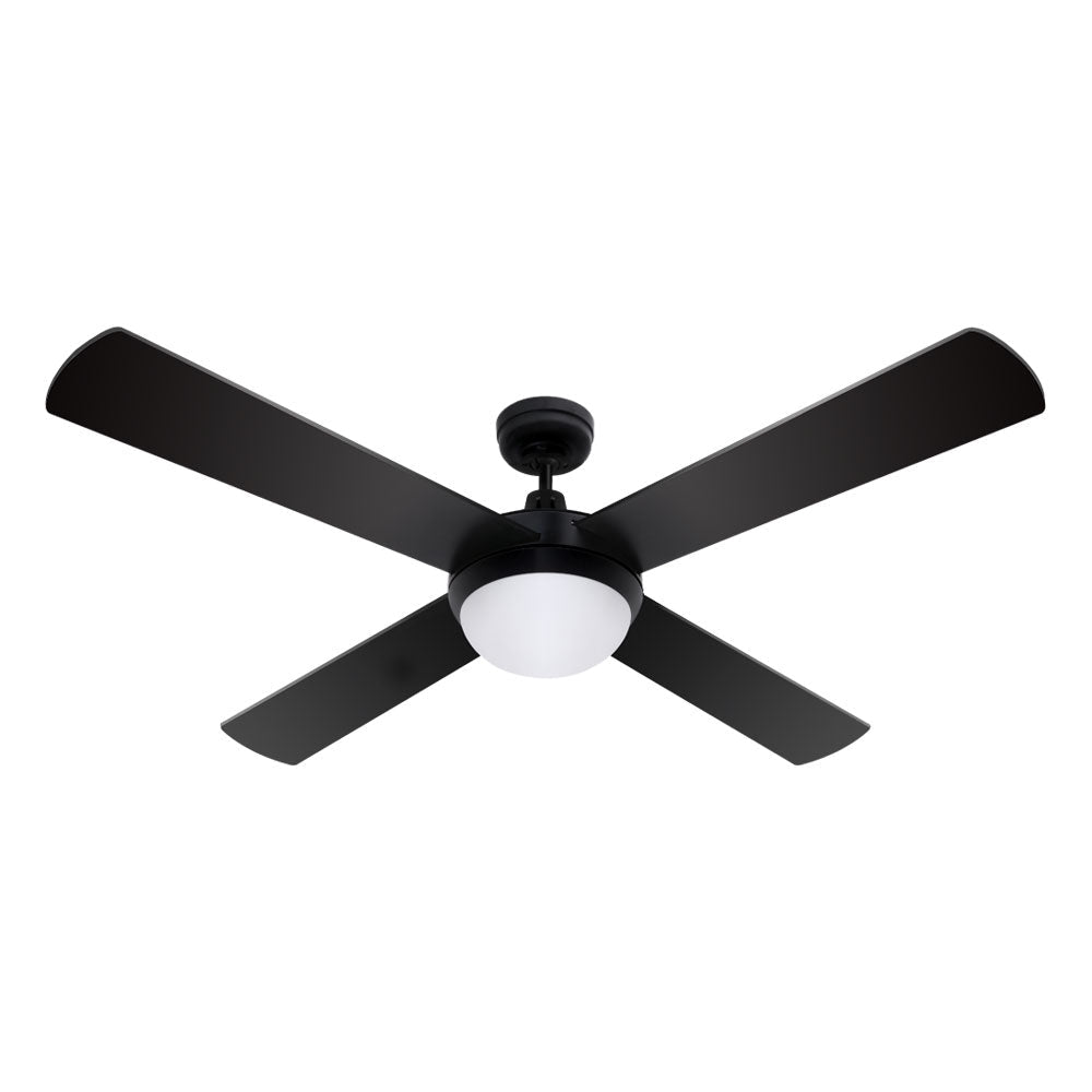 Devanti 52'' Ceiling Fan w/Light w/Remote Timer - Black-0