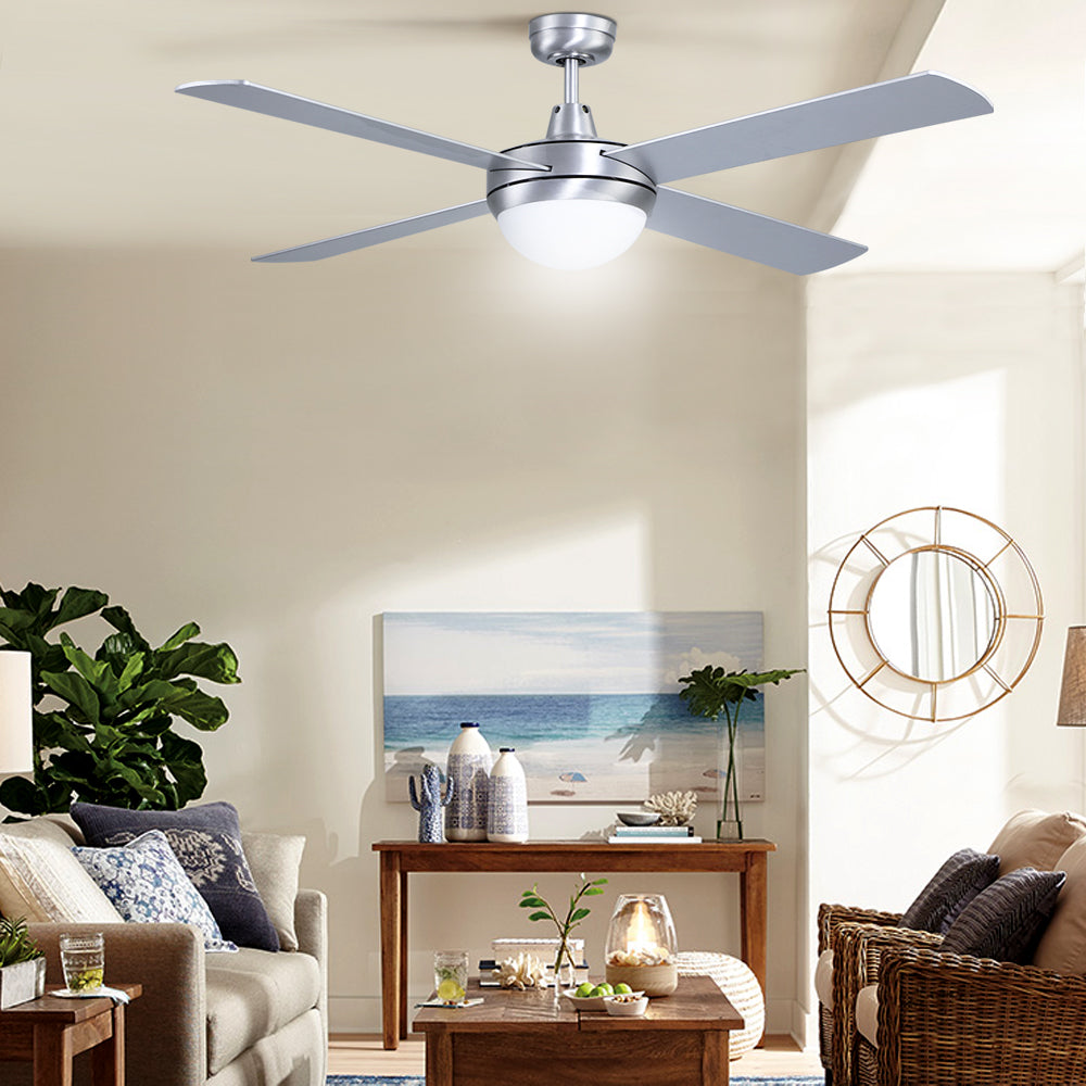 Devanti 52'' Ceiling Fan w/Light w/Remote Timer - Silver-7