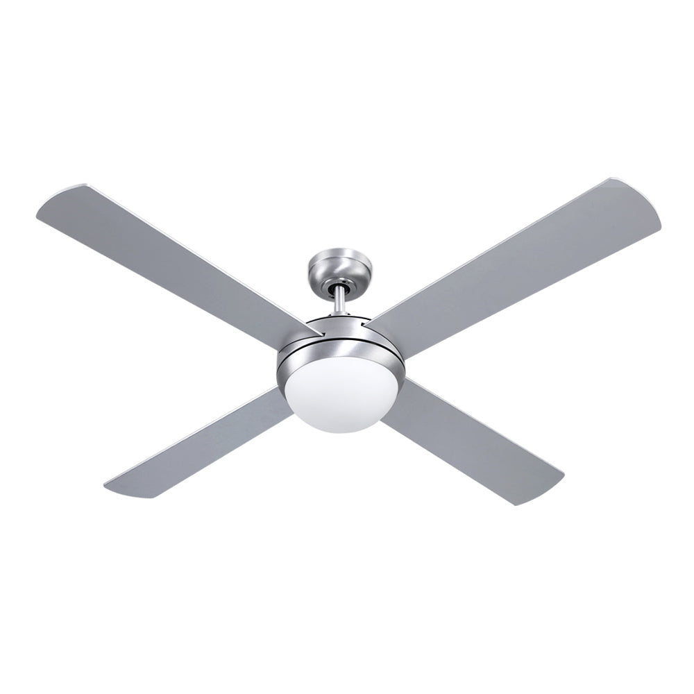 Devanti 52'' Ceiling Fan w/Light w/Remote Timer - Silver-0