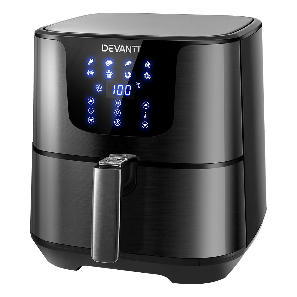 Devanti Air Fryer 7L LCD Fryers Oven Airfryer Kitchen Healthy Cooker Stainless Steel-2