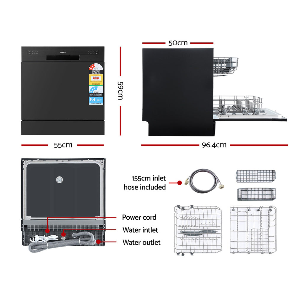 Devanti Benchtop Dishwasher Counter Bench Top Freestanding Dish Washer 8 Place-1