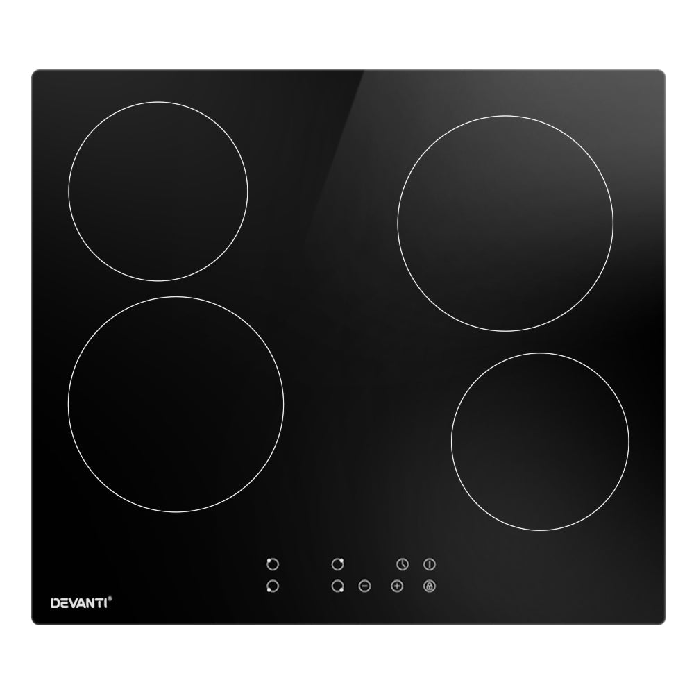 Devanti Ceramic Cooktop 60cm Electric Cooker 4 Burner Stove Hob Touch Control-0