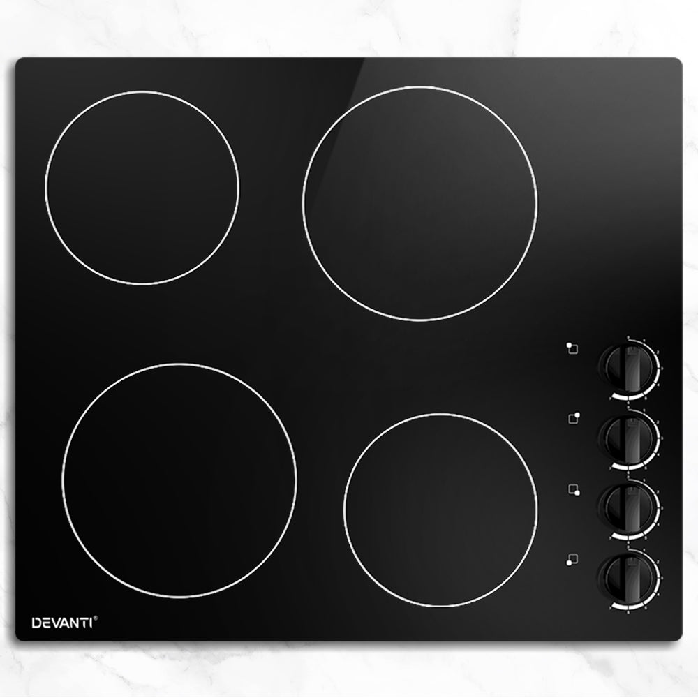 Devanti Ceramic Cooktop 60cm Electric Kitchen Burner Cooker 4 Zone Knobs Control-6