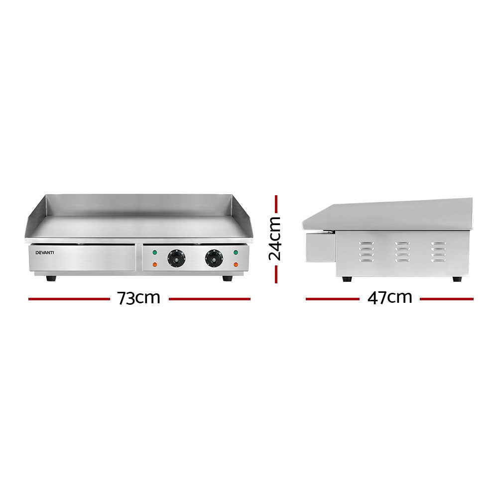 Devanti Commercial Electric Griddle BBQ Grill Hot Plate Stainless Steel 4400W-1