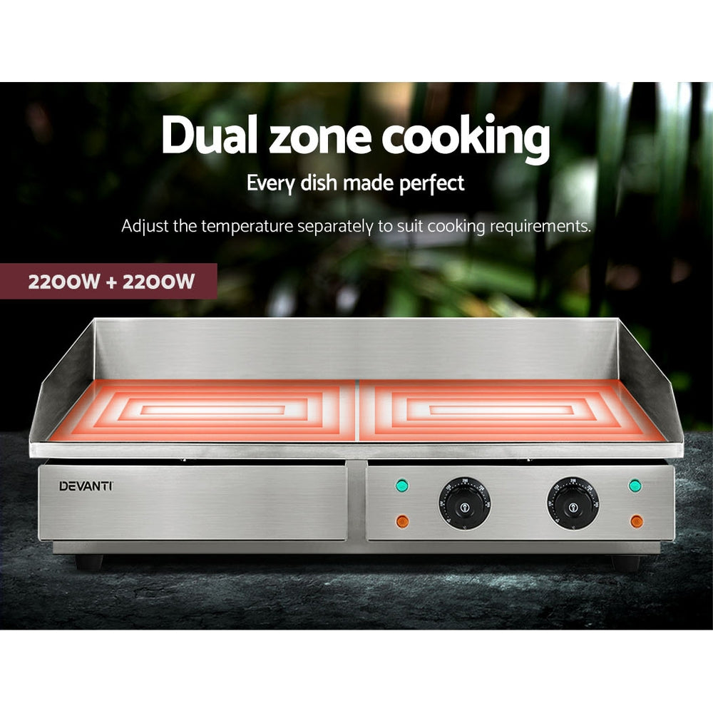 Devanti Commercial Electric Griddle BBQ Grill Hot Plate Stainless Steel 4400W-5