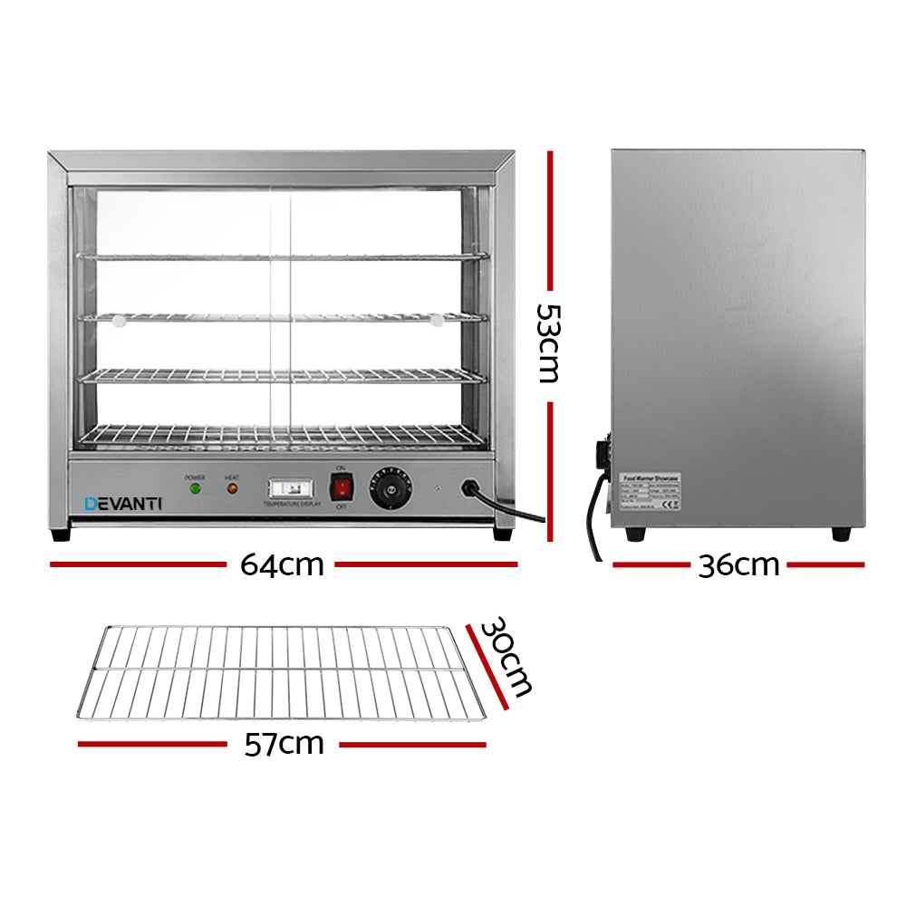 Devanti Commercial Food Warmer Electric Pie Hot Display Showcase Cabinet 4 Tier-1