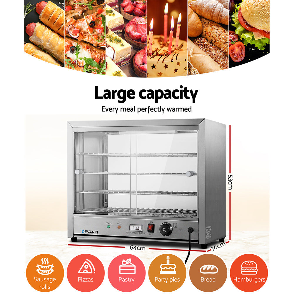 Devanti Commercial Food Warmer Electric Pie Hot Display Showcase Cabinet 4 Tier-4