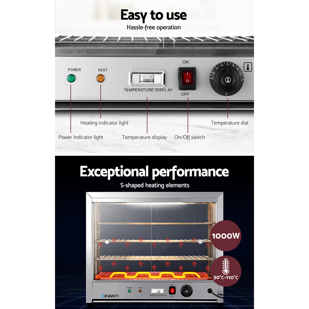 Devanti Commercial Food Warmer Electric Pie Hot Display Showcase Cabinet 4 Tier-5
