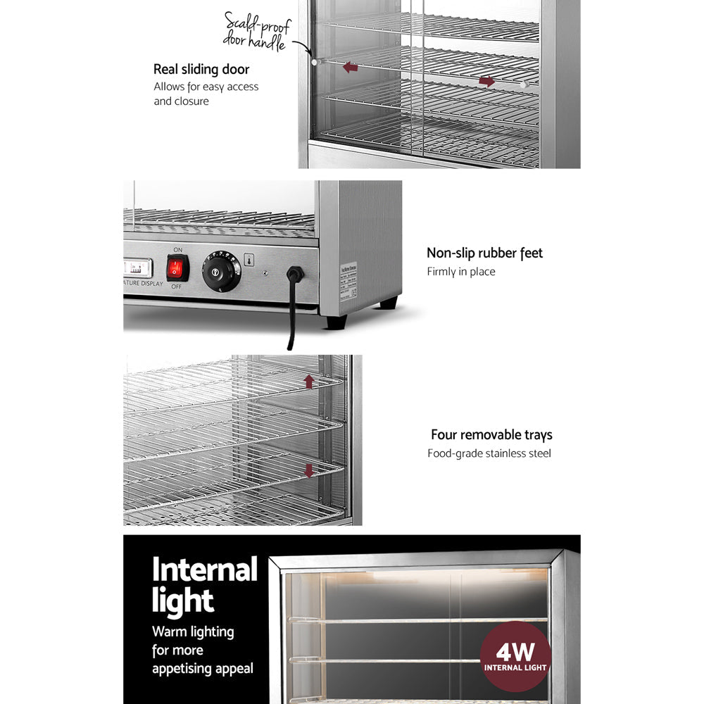 Devanti Commercial Food Warmer Electric Pie Hot Display Showcase Cabinet 4 Tier-6