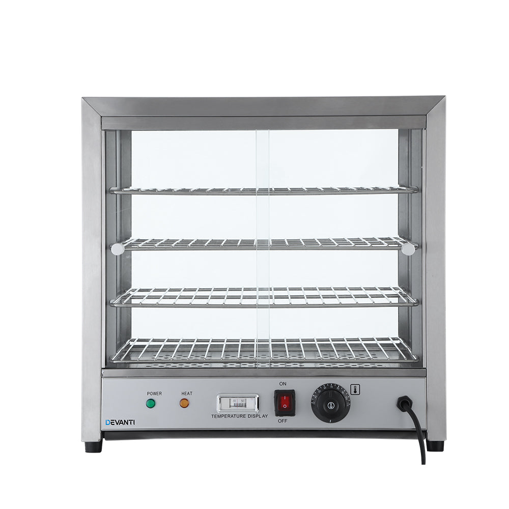 Devanti Commercial Food Warmer Pie Hot Display Showcase Cabinet Stainless Steel-2