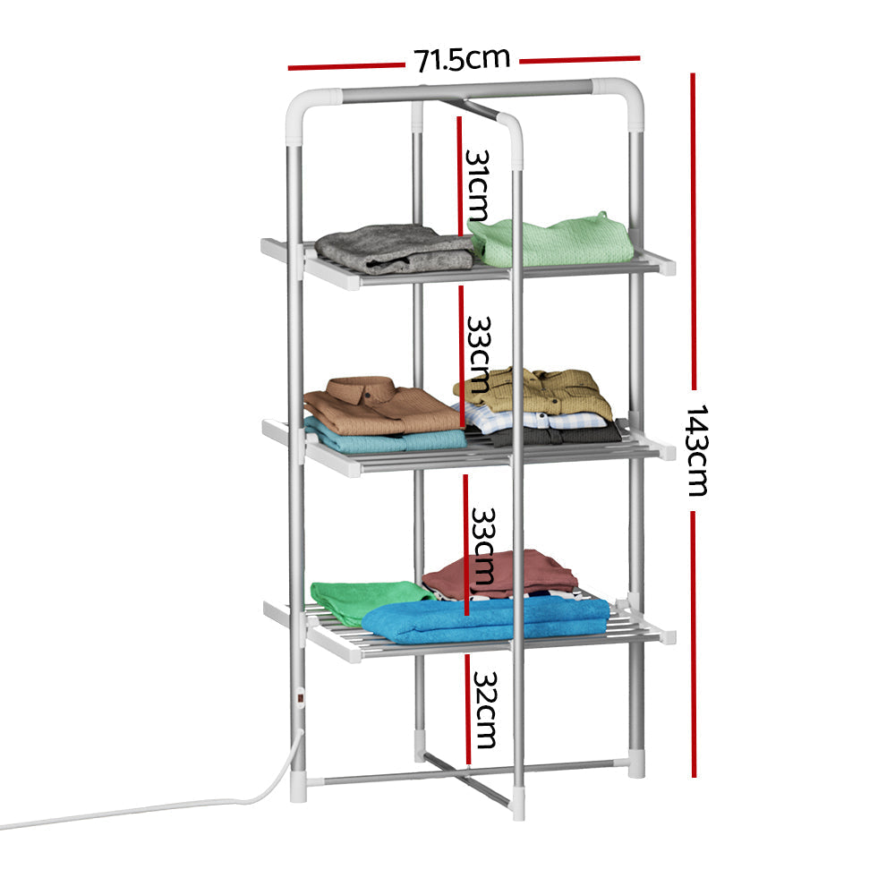 Devanti Electric Heated Towel Clothes Rail Rack Airer Dryer Warmer Stand 300W-1