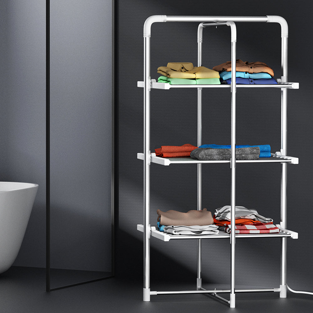 Devanti Electric Heated Towel Clothes Rail Rack Airer Dryer Warmer Stand 300W-7