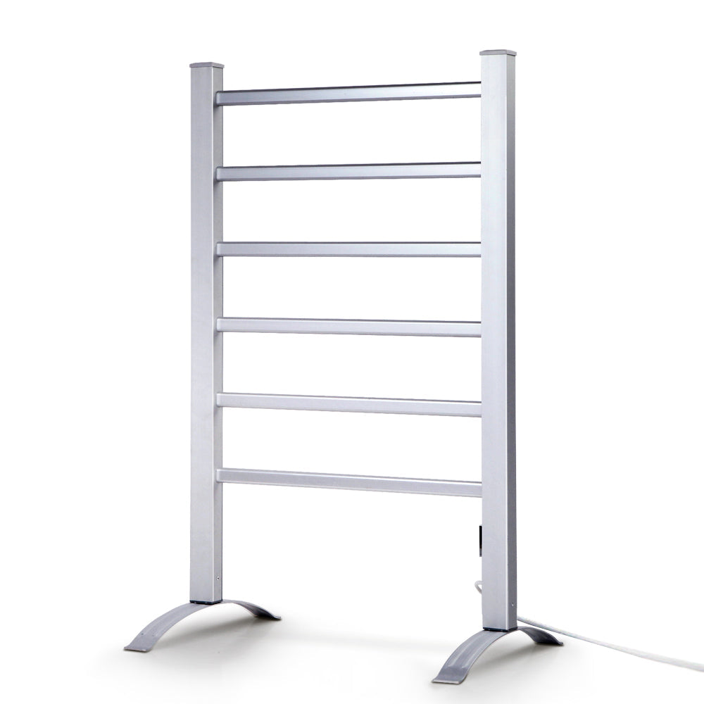 Devanti Electric Heated Towel Rail Rails Warmer Rack Aluminium 6 Bars-0