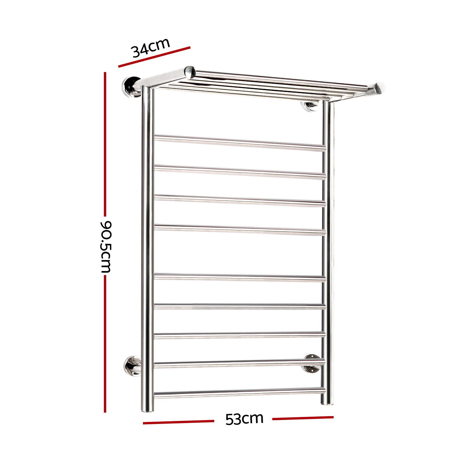 Devanti Electric Heated Towel Rail Warmer Heater Rails Rack Wall Mounted 14 Bar-1