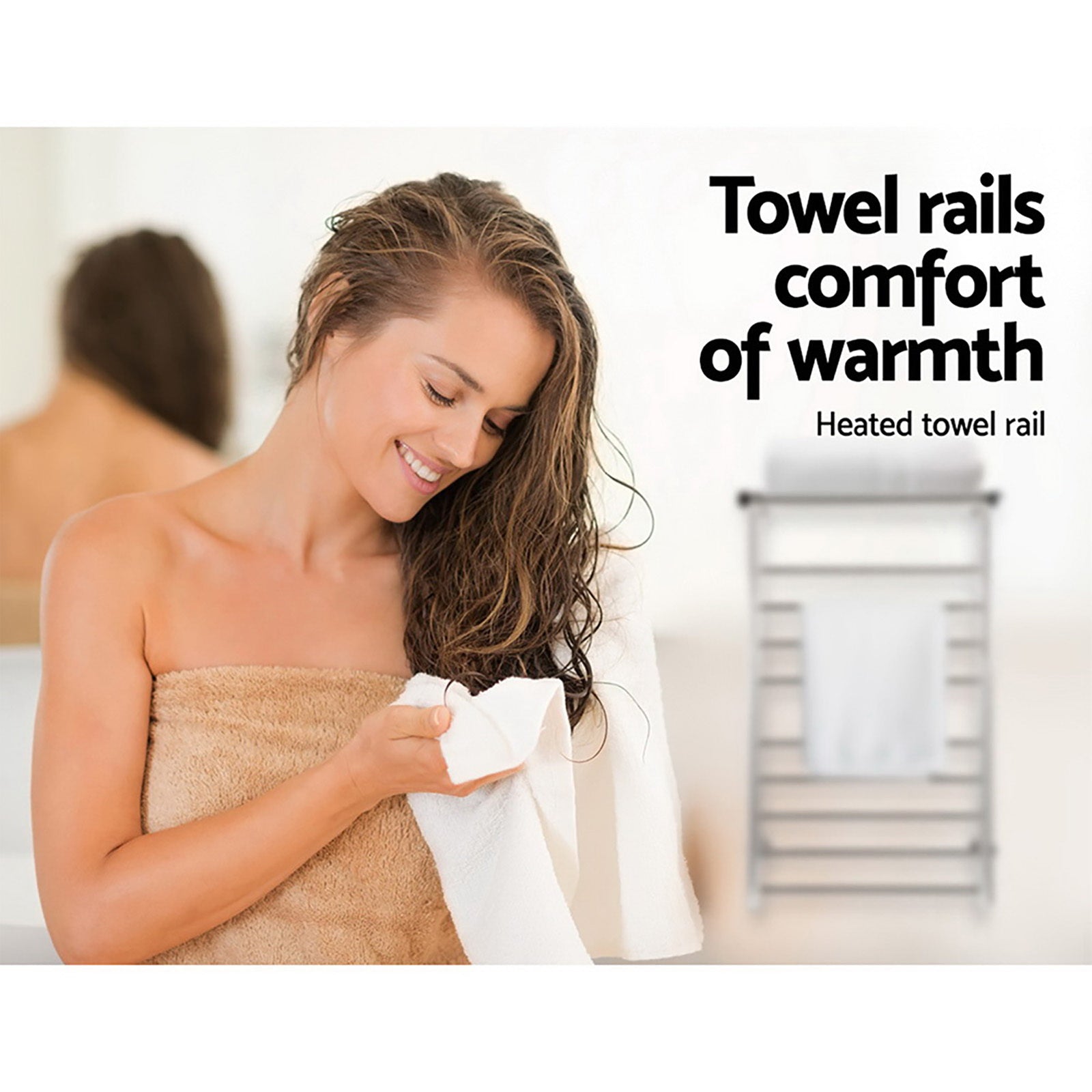 Devanti Electric Heated Towel Rail Warmer Heater Rails Rack Wall Mounted 14 Bar-5