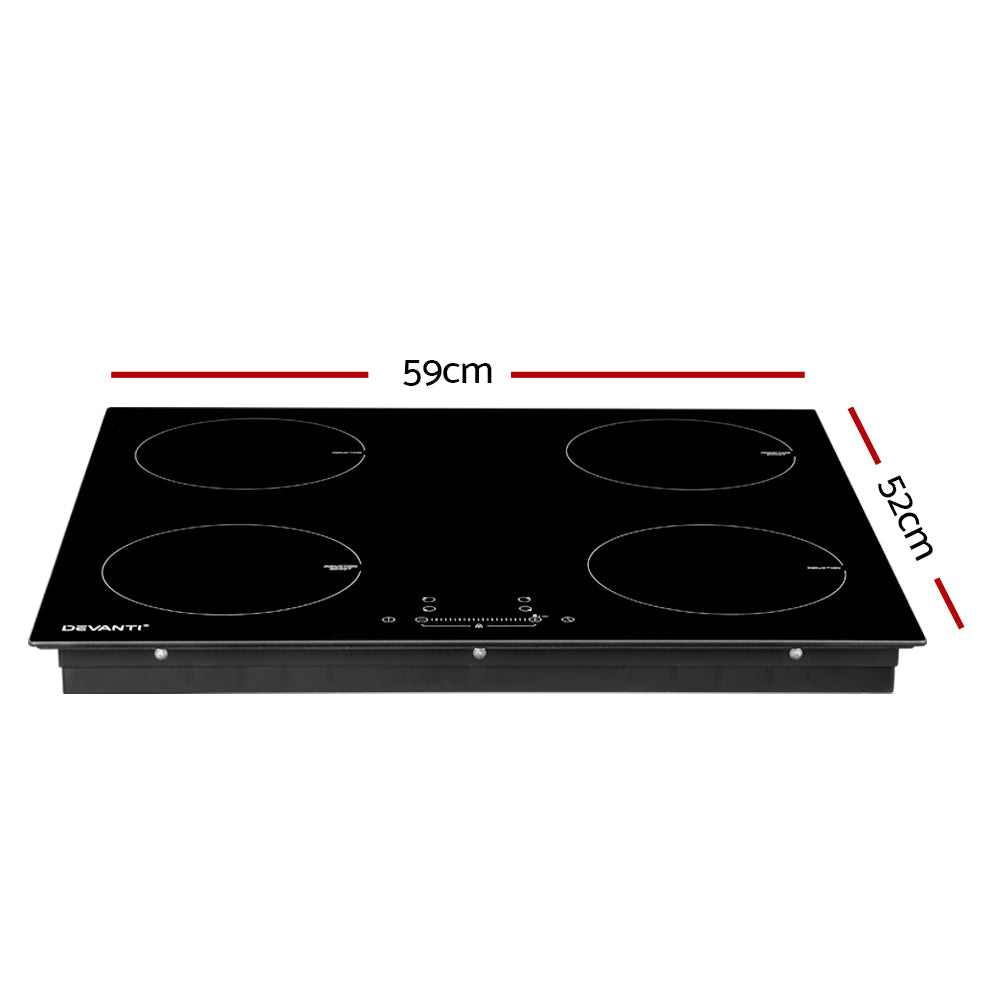 Devanti Electric Induction Cooktop 60cm Ceramic 4 Zones Stove Cook Top Hot Plate-1