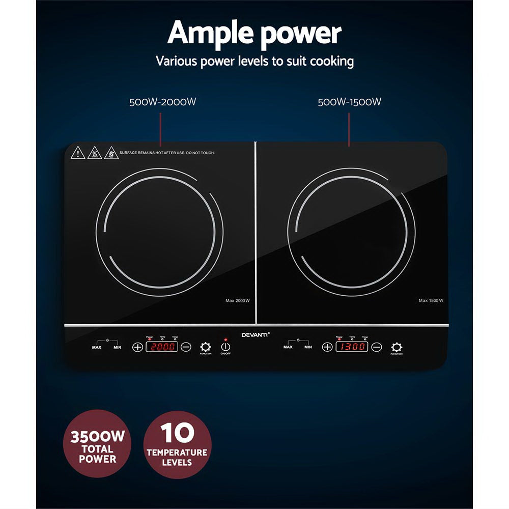 Devanti Electric Induction Cooktop 60cm Portable Kitchen Ceramic Glass Cooker-4