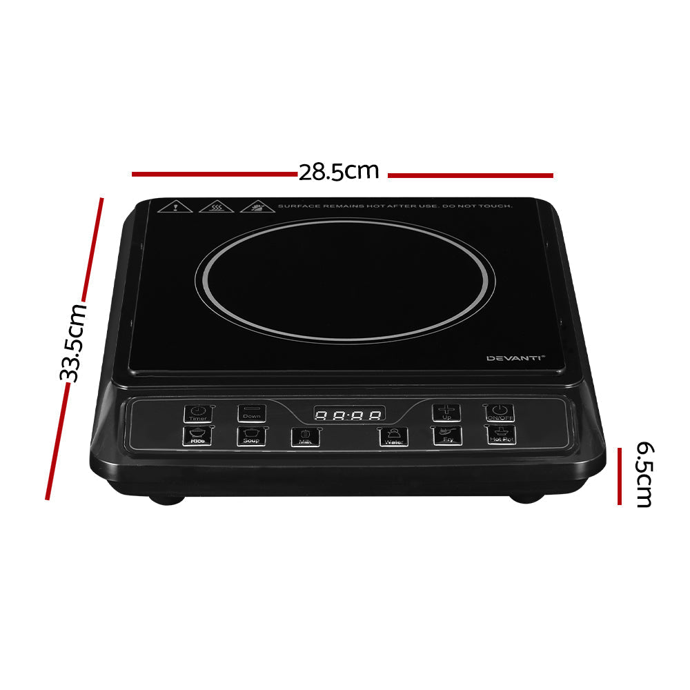 Devanti Electric Induction Cooktop Portable Cook Top Ceramic Kitchen Hot Plate-1