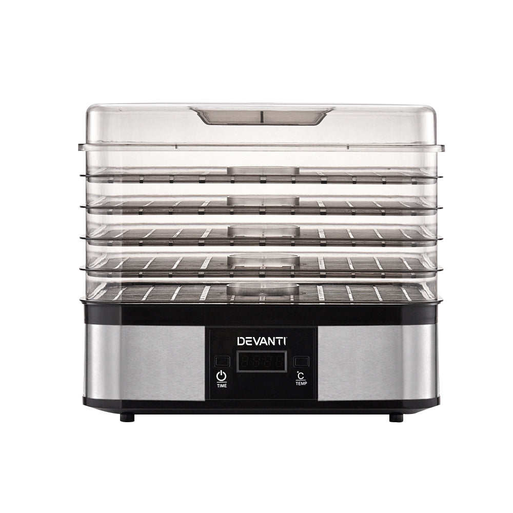 Devanti Food Dehydrator with 5 Trays - Silver-2