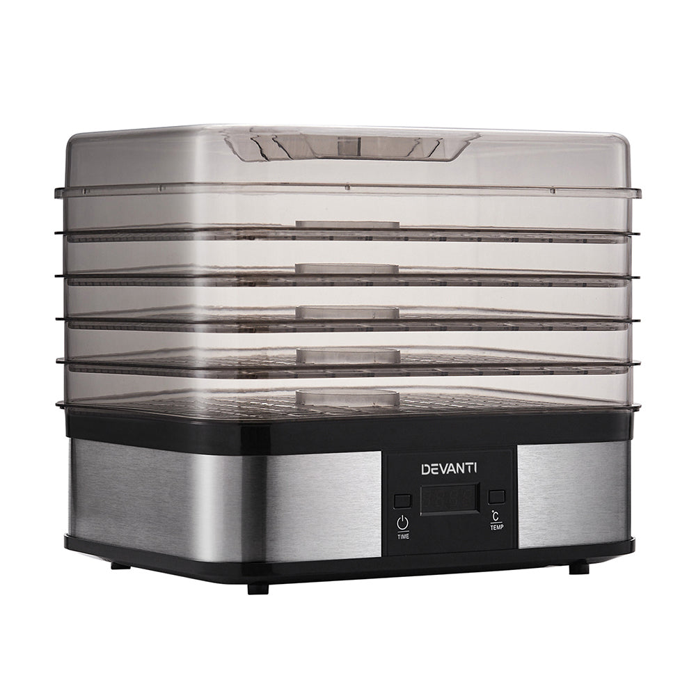 Devanti Food Dehydrator with 5 Trays - Silver-0